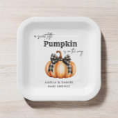 Orange Pumpkin Girl Bow Paper Plate Pappteller