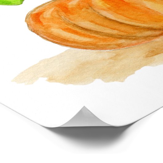 Orange Pumpkin Gnome Art Print Poster (Ecke)