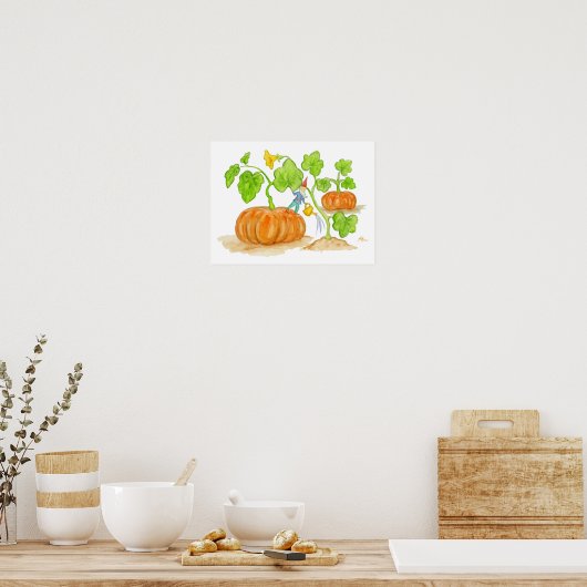 Orange Pumpkin Gnome Art Print Poster (Küche)
