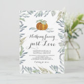 Orange Pumpkin Greenery Nichts Extravagante Liebe Einladung (Stehend Vorderseite)