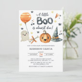 Orange Pumpkin Halloween eine kleine Boo Baby Dusc Einladung (Stehend Vorderseite)