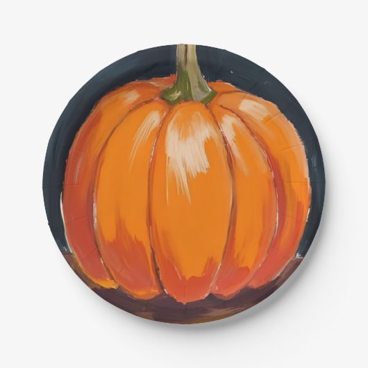 Orange Pumpkin Halloween Erntedank Pappteller (Vorderseite)