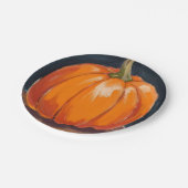 Orange Pumpkin Halloween Erntedank Pappteller (Schrägansicht)