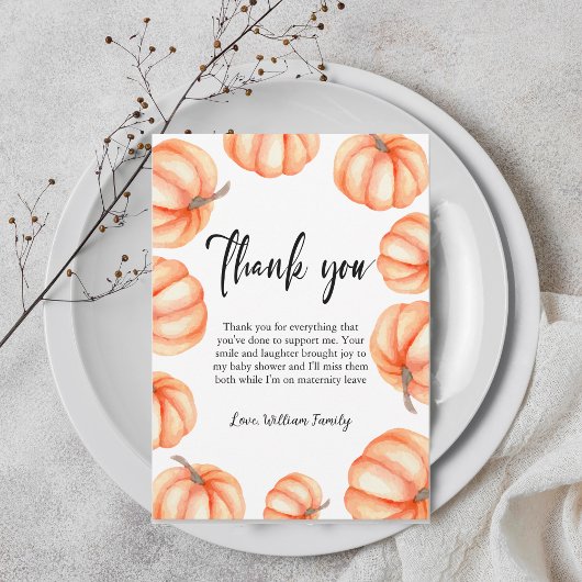 Orange Pumpkin Halloween Fall Baby Dusche Dankeskarte
