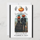 Orange Pumpkin Halloween Fall Foto Save the Date Einladung (Vorderseite)