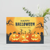 Orange Pumpkin Halloween Feiertagskarte (Stehend Vorderseite)