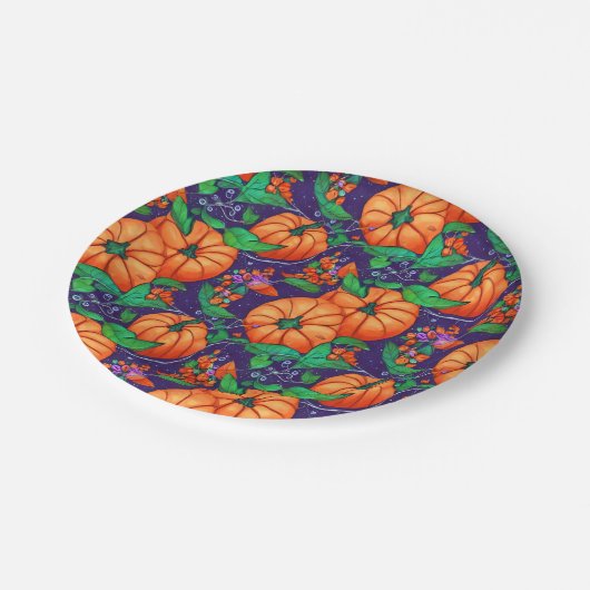 Orange Pumpkin Halloween Pappteller (Schrägansicht)