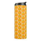 Orange Pumpkin Halloween Pattern Thermosbecher (Nach links gedreht)