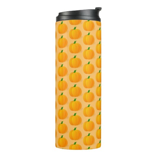 Orange Pumpkin Halloween Pattern Thermosbecher (Nach links gedreht)
