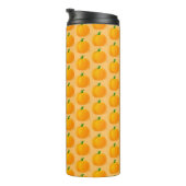 Orange Pumpkin Halloween Pattern Thermosbecher (Nach rechts gedreht)