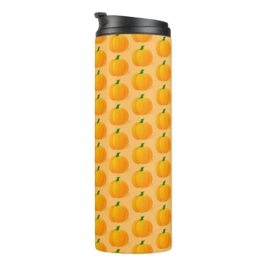 Orange Pumpkin Halloween Pattern Thermosbecher (Nach rechts gedreht)