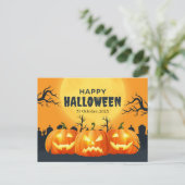 Orange Pumpkin Halloween Postkarte (Stehend Vorderseite)