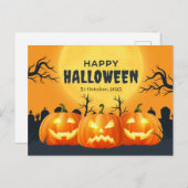 Orange Pumpkin Halloween Postkarte (Vorne/Hinten)