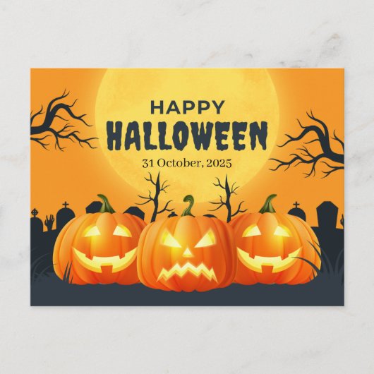 Orange Pumpkin Halloween Postkarte (Vorderseite)