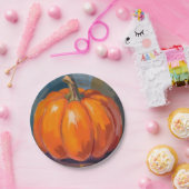 Orange Pumpkin Halloween Thanksgiving Watercolor Pappteller (Party)