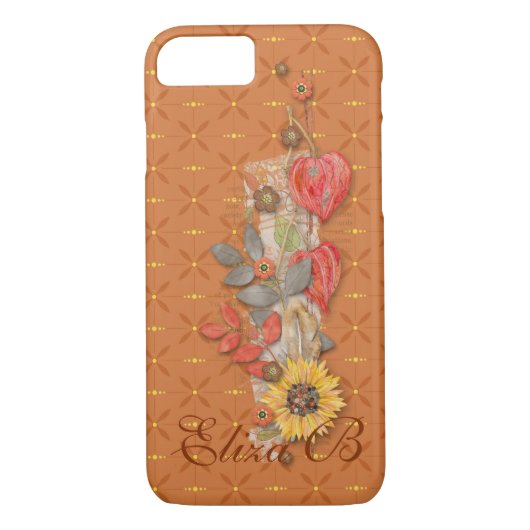 Orange Pumpkin Herbst Blume Monogramm Case-Mate iPhone Hülle (Rückseite)