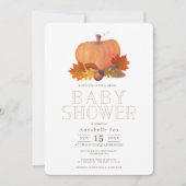 Orange Pumpkin Herbstlaubs Virtual Baby Dusche Einladung (Vorderseite)