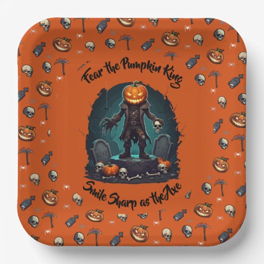 🎃 Orange Pumpkin King Halloween Plate 🧡 Pappteller (Vorderseite)