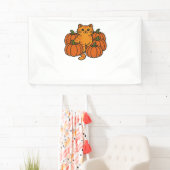 Orange Pumpkin Kitty Cat Magic Oversifizierter T - Banner (Insitu)