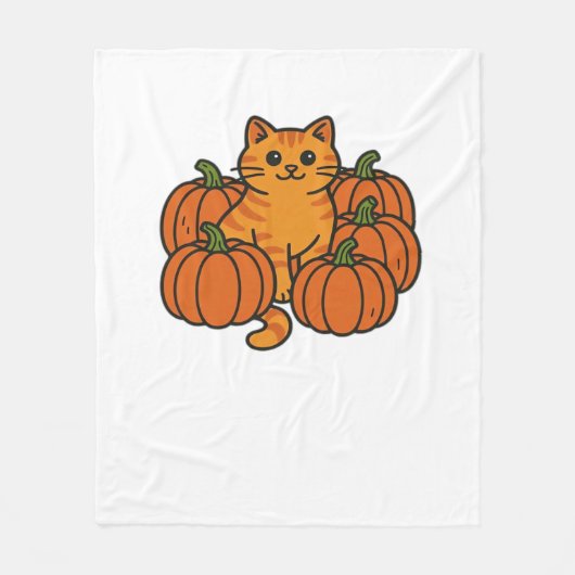 Orange Pumpkin Kitty Cat Magic Oversifizierter T - Fleecedecke (Vorderseite)