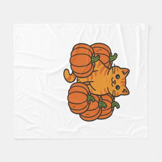 Orange Pumpkin Kitty Cat Magic Oversifizierter T - Fleecedecke (Vorderseite (Horizontal))