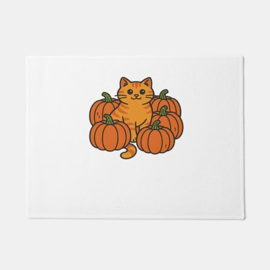 Orange Pumpkin Kitty Cat Magic Oversifizierter T - Fußmatte (Vorderseite)