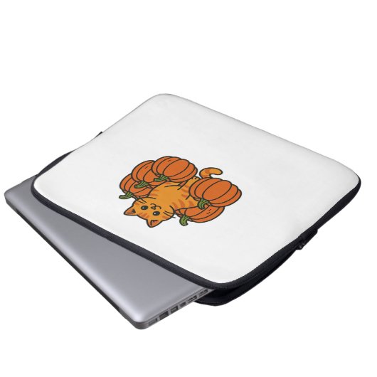 Orange Pumpkin Kitty Cat Magic Oversifizierter T - Laptopschutzhülle (Vorne Knopf)