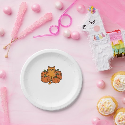 Orange Pumpkin Kitty Cat Magic Oversifizierter T - Pappteller (Party)