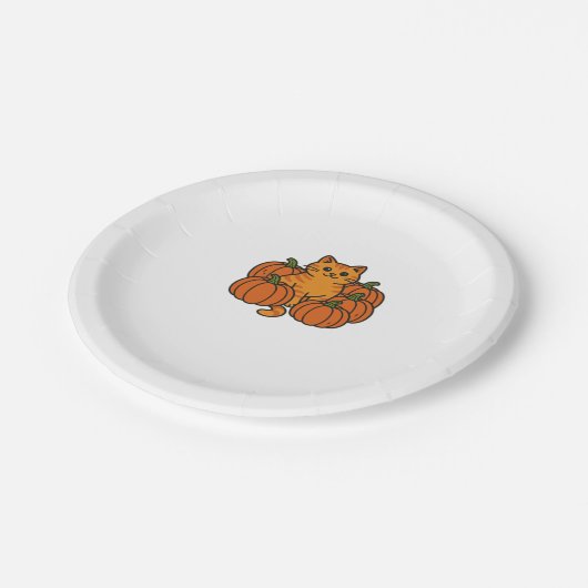 Orange Pumpkin Kitty Cat Magic Oversifizierter T - Pappteller (Schrägansicht)