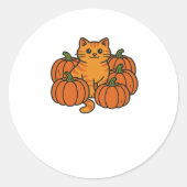 Orange Pumpkin Kitty Cat Magic Oversifizierter T - Runder Aufkleber (Vorderseite)