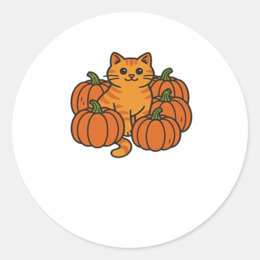 Orange Pumpkin Kitty Cat Magic Oversifizierter T - Runder Aufkleber (Vorderseite)