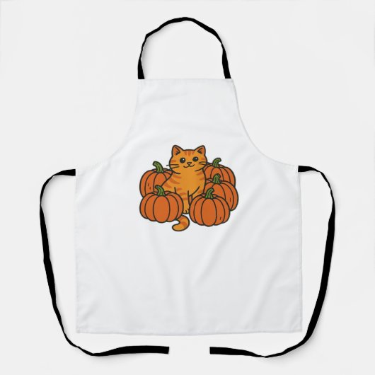 Orange Pumpkin Kitty Cat Magic Oversifizierter T - Schürze (Vorderseite)