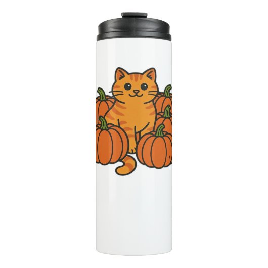 Orange Pumpkin Kitty Cat Magic Oversifizierter T - Thermosbecher (Vorderseite)