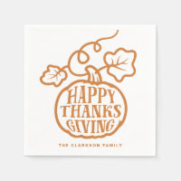 Orange Pumpkin Lettering Happy Thanksgiving