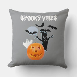 Orange Pumpkin mit weißem Geist und Flecht Kissen
