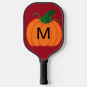 Orange Pumpkin Monogram Black Deep Red Pickleball Schläger (Vorderseite)
