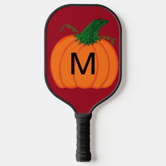 Orange Pumpkin Monogram Black Deep Red Pickleball Schläger (Vorderseite)