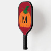 Orange Pumpkin Monogram Black Deep Red Pickleball Schläger (Links)