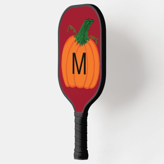 Orange Pumpkin Monogram Black Deep Red Pickleball Schläger (Links)