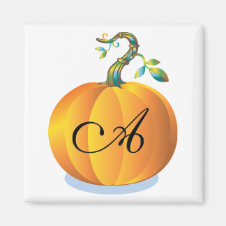 Orange Pumpkin Monogram Letter A Magnet