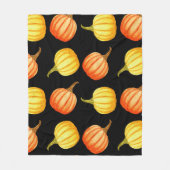 Orange Pumpkin: Nahtloses Wasserfarbmuster. Fleecedecke (Vorderseite)
