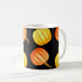 Orange Pumpkin: Nahtloses Wasserfarbmuster. Kaffeetasse (VorderseiteRechts)