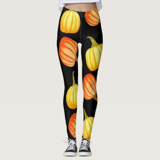 Orange Pumpkin: Nahtloses Wasserfarbmuster. Leggings