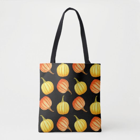 Orange Pumpkin: Nahtloses Wasserfarbmuster. Tasche (Vorderseite)