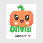 Orange Pumpkin Name Sticker (Blatt)