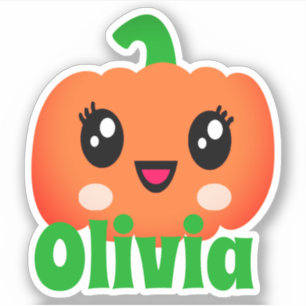 Orange Pumpkin Name Sticker