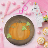 Orange Pumpkin on Brown Pappteller (Party)