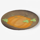 Orange Pumpkin on Brown Pappteller (Schrägansicht)