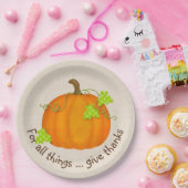 Orange Pumpkin on Burlap Pappteller (Party)