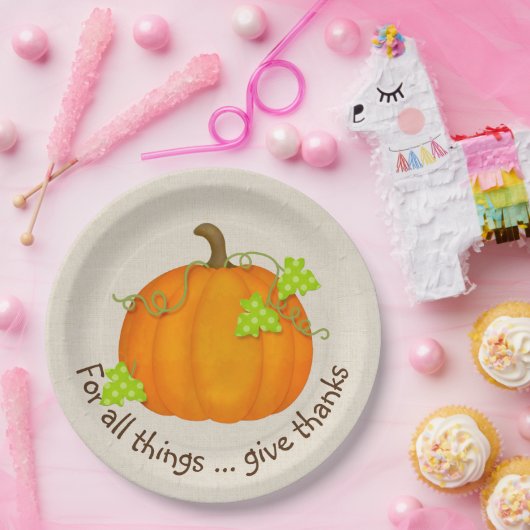 Orange Pumpkin on Burlap Pappteller (Party)